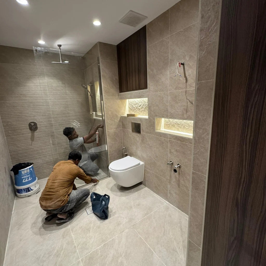 working on the bathroom for renovation